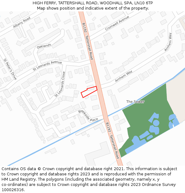 HIGH FERRY, TATTERSHALL ROAD, WOODHALL SPA, LN10 6TP: Location map and indicative extent of plot