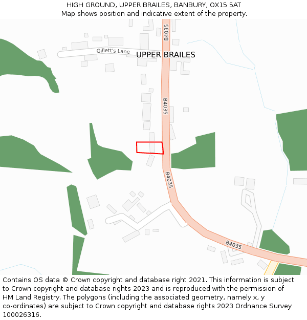 HIGH GROUND, UPPER BRAILES, BANBURY, OX15 5AT: Location map and indicative extent of plot