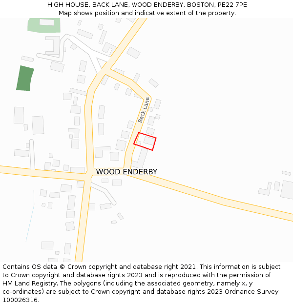 HIGH HOUSE, BACK LANE, WOOD ENDERBY, BOSTON, PE22 7PE: Location map and indicative extent of plot