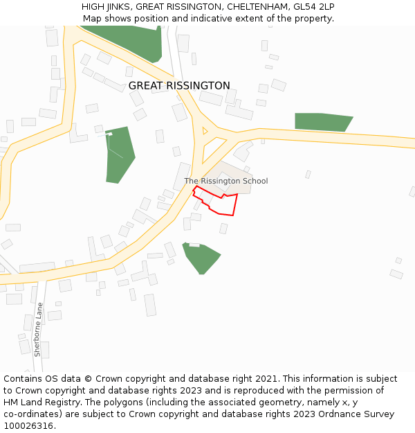 HIGH JINKS, GREAT RISSINGTON, CHELTENHAM, GL54 2LP: Location map and indicative extent of plot