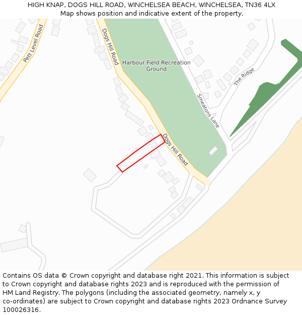 HIGH KNAP, DOGS HILL ROAD, WINCHELSEA BEACH, WINCHELSEA, TN36 4LX: Location map and indicative extent of plot