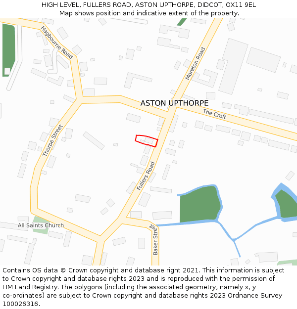 HIGH LEVEL, FULLERS ROAD, ASTON UPTHORPE, DIDCOT, OX11 9EL: Location map and indicative extent of plot