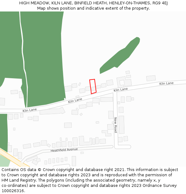 HIGH MEADOW, KILN LANE, BINFIELD HEATH, HENLEY-ON-THAMES, RG9 4EJ: Location map and indicative extent of plot