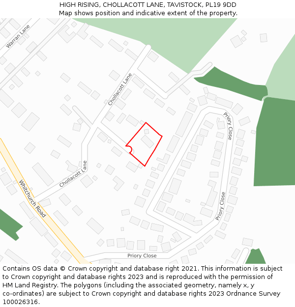 HIGH RISING, CHOLLACOTT LANE, TAVISTOCK, PL19 9DD: Location map and indicative extent of plot