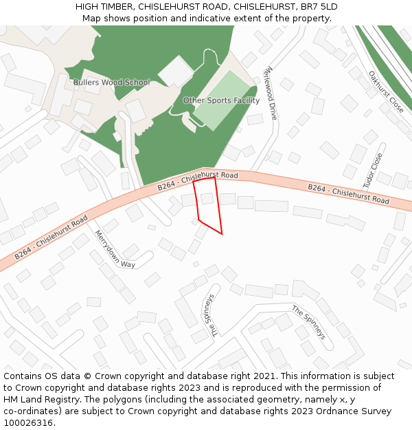 HIGH TIMBER, CHISLEHURST ROAD, CHISLEHURST, BR7 5LD: Location map and indicative extent of plot