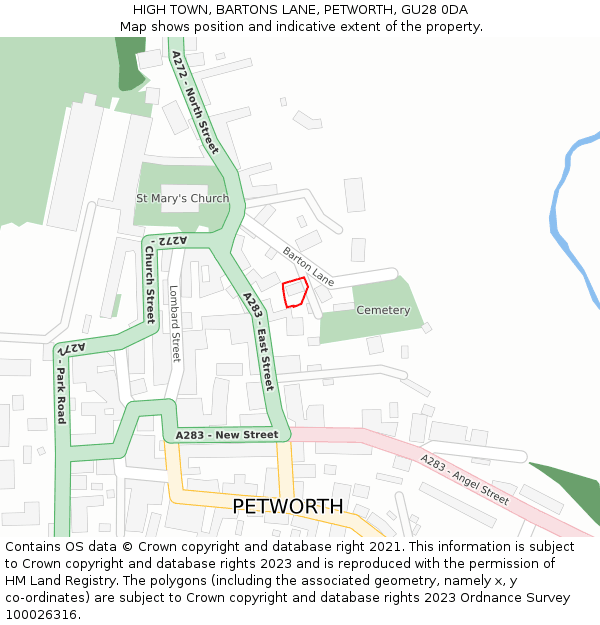 HIGH TOWN, BARTONS LANE, PETWORTH, GU28 0DA: Location map and indicative extent of plot
