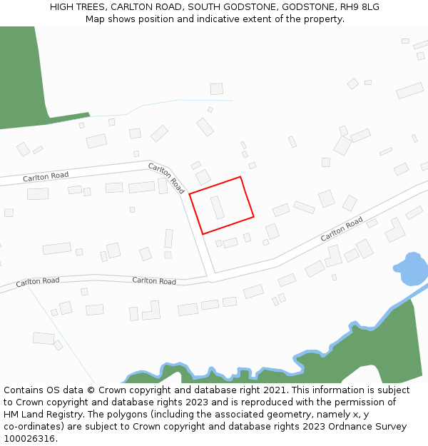 HIGH TREES, CARLTON ROAD, SOUTH GODSTONE, GODSTONE, RH9 8LG: Location map and indicative extent of plot