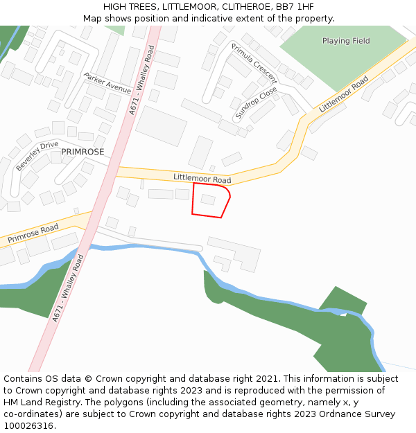 HIGH TREES, LITTLEMOOR, CLITHEROE, BB7 1HF: Location map and indicative extent of plot
