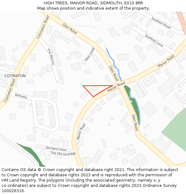 HIGH TREES, MANOR ROAD, SIDMOUTH, EX10 8RR: Location map and indicative extent of plot