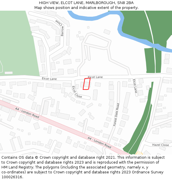 HIGH VIEW, ELCOT LANE, MARLBOROUGH, SN8 2BA: Location map and indicative extent of plot