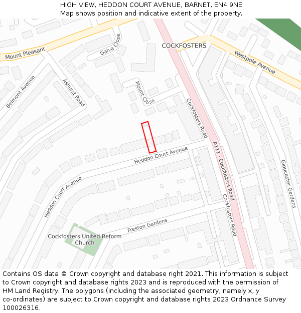 HIGH VIEW, HEDDON COURT AVENUE, BARNET, EN4 9NE: Location map and indicative extent of plot