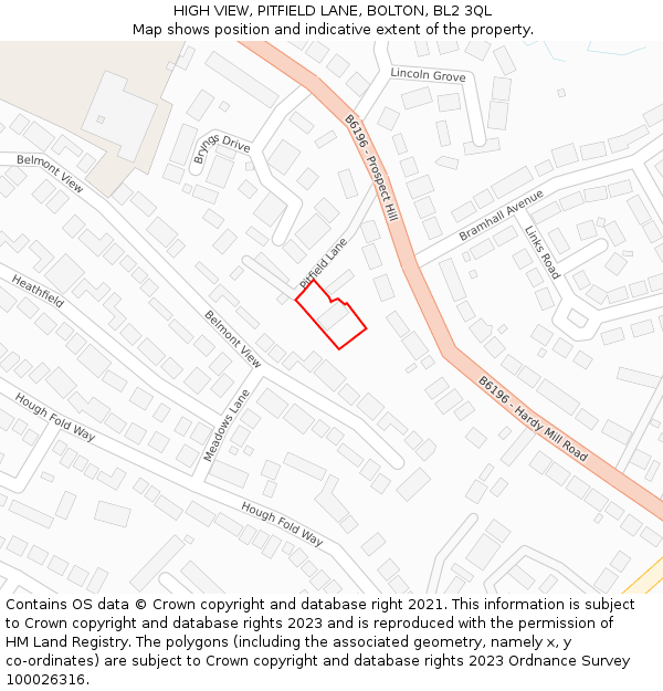 HIGH VIEW, PITFIELD LANE, BOLTON, BL2 3QL: Location map and indicative extent of plot