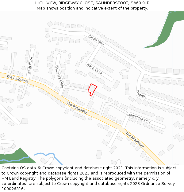 HIGH VIEW, RIDGEWAY CLOSE, SAUNDERSFOOT, SA69 9LP: Location map and indicative extent of plot