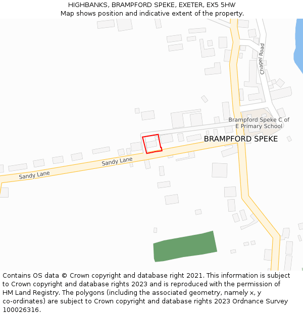 HIGHBANKS, BRAMPFORD SPEKE, EXETER, EX5 5HW: Location map and indicative extent of plot