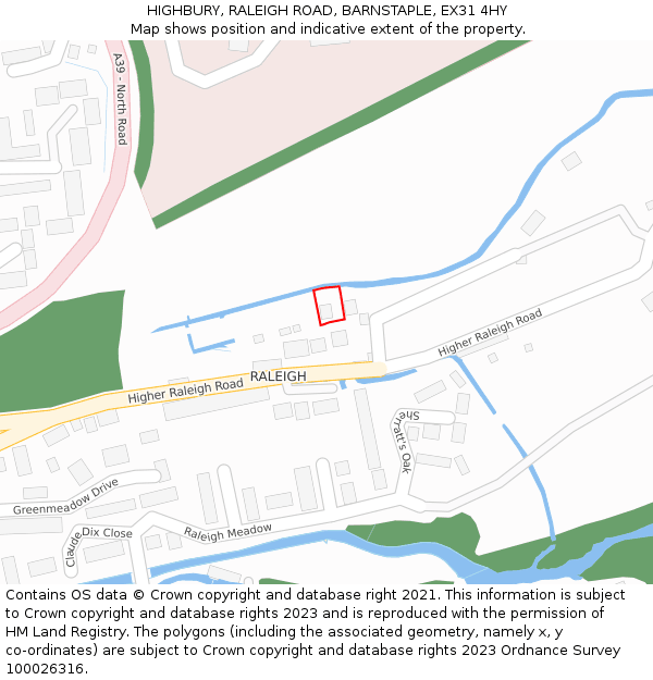 HIGHBURY, RALEIGH ROAD, BARNSTAPLE, EX31 4HY: Location map and indicative extent of plot