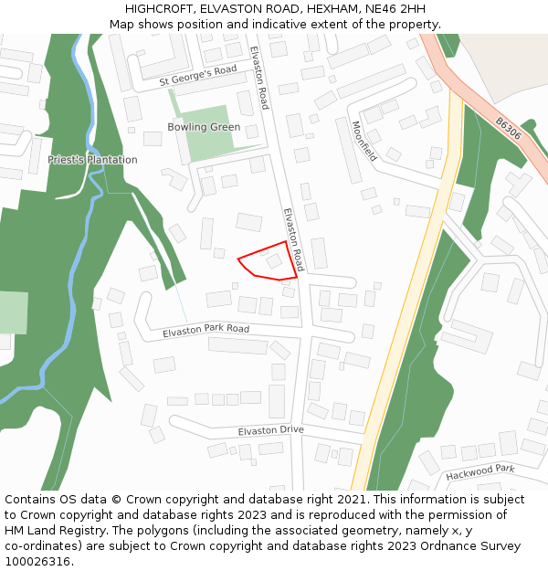 HIGHCROFT, ELVASTON ROAD, HEXHAM, NE46 2HH: Location map and indicative extent of plot