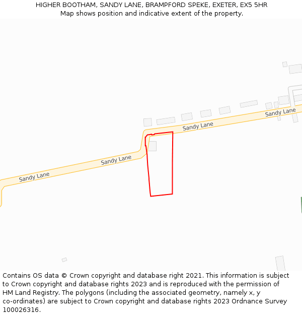 HIGHER BOOTHAM, SANDY LANE, BRAMPFORD SPEKE, EXETER, EX5 5HR: Location map and indicative extent of plot