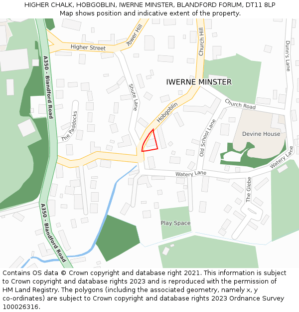 HIGHER CHALK, HOBGOBLIN, IWERNE MINSTER, BLANDFORD FORUM, DT11 8LP: Location map and indicative extent of plot