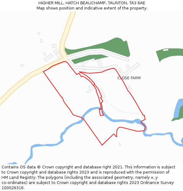 HIGHER MILL, HATCH BEAUCHAMP, TAUNTON, TA3 6AE: Location map and indicative extent of plot