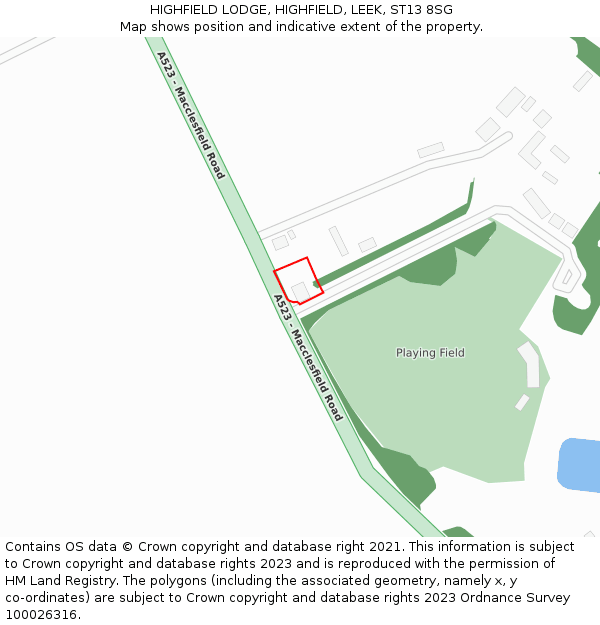 HIGHFIELD LODGE, HIGHFIELD, LEEK, ST13 8SG: Location map and indicative extent of plot