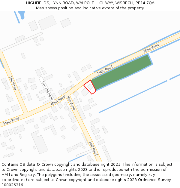 HIGHFIELDS, LYNN ROAD, WALPOLE HIGHWAY, WISBECH, PE14 7QA: Location map and indicative extent of plot