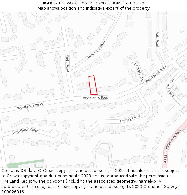 HIGHGATES, WOODLANDS ROAD, BROMLEY, BR1 2AP: Location map and indicative extent of plot