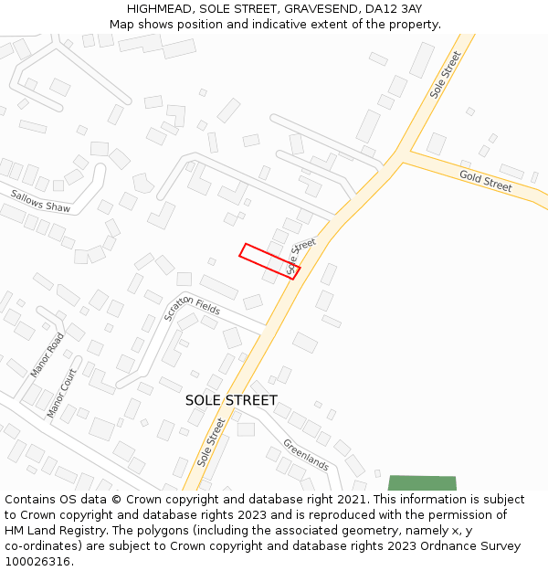 HIGHMEAD, SOLE STREET, GRAVESEND, DA12 3AY: Location map and indicative extent of plot