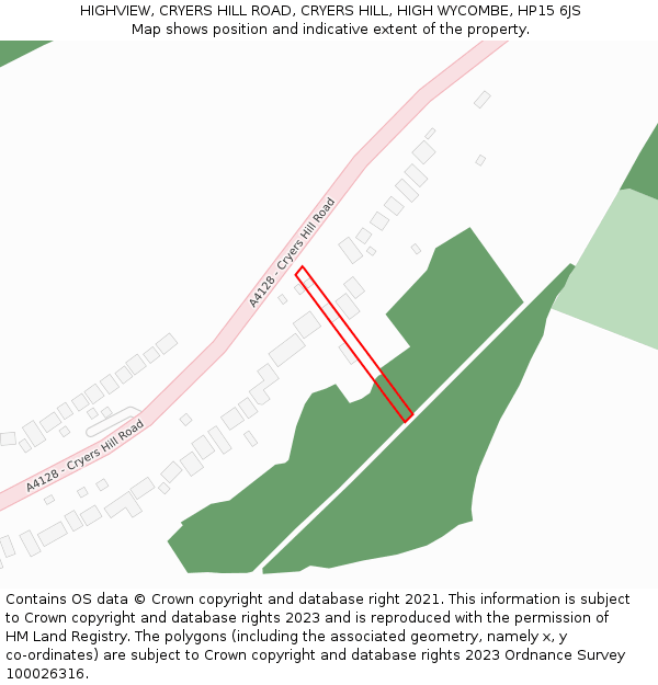 HIGHVIEW, CRYERS HILL ROAD, CRYERS HILL, HIGH WYCOMBE, HP15 6JS: Location map and indicative extent of plot