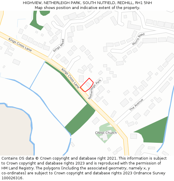 HIGHVIEW, NETHERLEIGH PARK, SOUTH NUTFIELD, REDHILL, RH1 5NH: Location map and indicative extent of plot