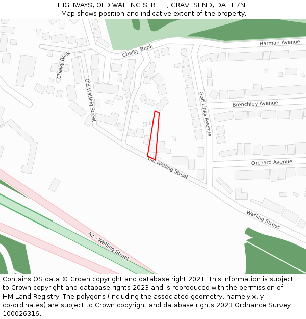 HIGHWAYS, OLD WATLING STREET, GRAVESEND, DA11 7NT: Location map and indicative extent of plot