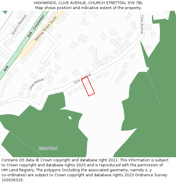 HIGHWINDS, CLIVE AVENUE, CHURCH STRETTON, SY6 7BL: Location map and indicative extent of plot