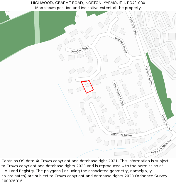 HIGHWOOD, GRAEME ROAD, NORTON, YARMOUTH, PO41 0RX: Location map and indicative extent of plot