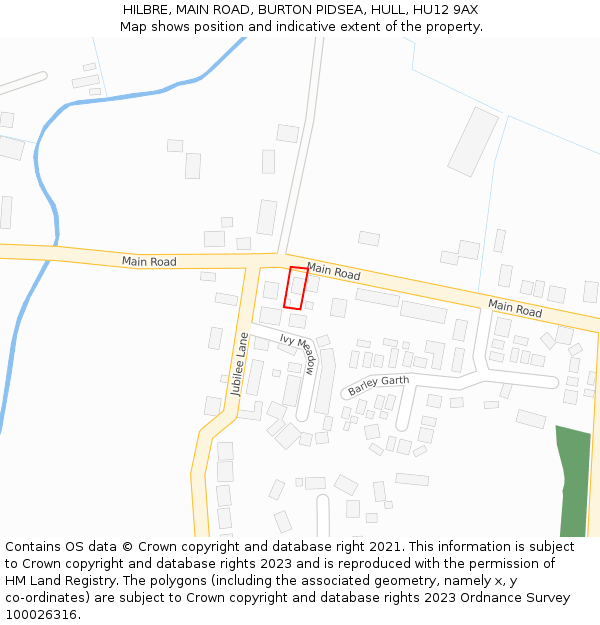 HILBRE, MAIN ROAD, BURTON PIDSEA, HULL, HU12 9AX: Location map and indicative extent of plot