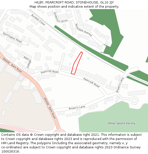 HILBY, PEARCROFT ROAD, STONEHOUSE, GL10 2JY: Location map and indicative extent of plot