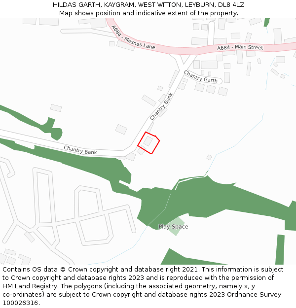 HILDAS GARTH, KAYGRAM, WEST WITTON, LEYBURN, DL8 4LZ: Location map and indicative extent of plot