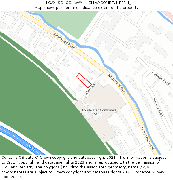 HILGAY, SCHOOL WAY, HIGH WYCOMBE, HP11 1JJ: Location map and indicative extent of plot