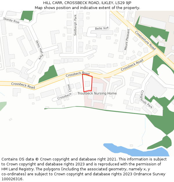 HILL CARR, CROSSBECK ROAD, ILKLEY, LS29 9JP: Location map and indicative extent of plot