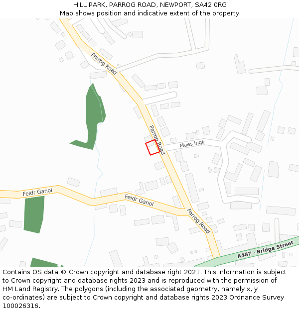 HILL PARK, PARROG ROAD, NEWPORT, SA42 0RG: Location map and indicative extent of plot