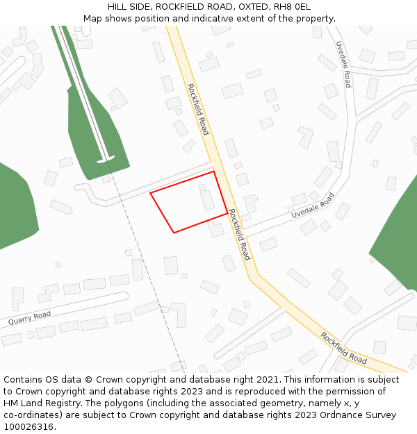 HILL SIDE, ROCKFIELD ROAD, OXTED, RH8 0EL: Location map and indicative extent of plot