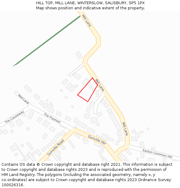 HILL TOP, MILL LANE, WINTERSLOW, SALISBURY, SP5 1PX: Location map and indicative extent of plot