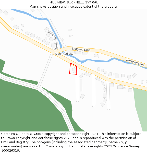 HILL VIEW, BUCKNELL, SY7 0AL: Location map and indicative extent of plot