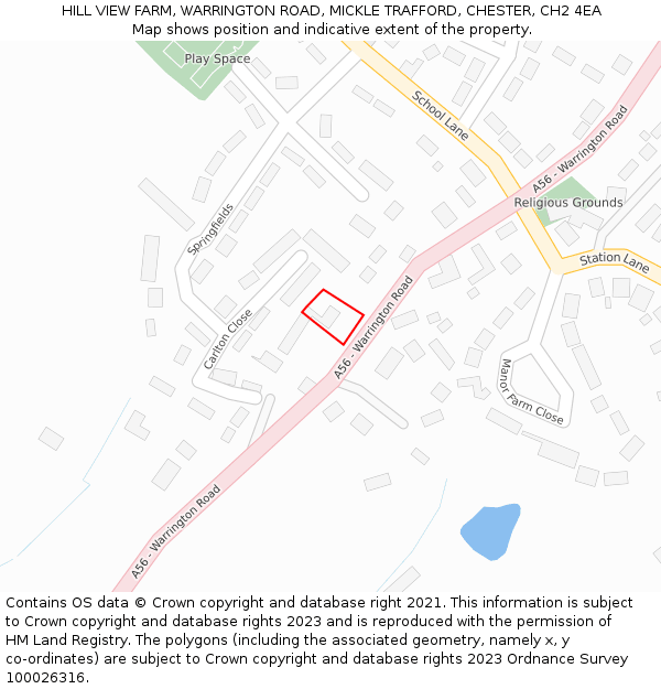 HILL VIEW FARM, WARRINGTON ROAD, MICKLE TRAFFORD, CHESTER, CH2 4EA: Location map and indicative extent of plot