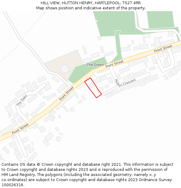 HILL VIEW, HUTTON HENRY, HARTLEPOOL, TS27 4RR: Location map and indicative extent of plot