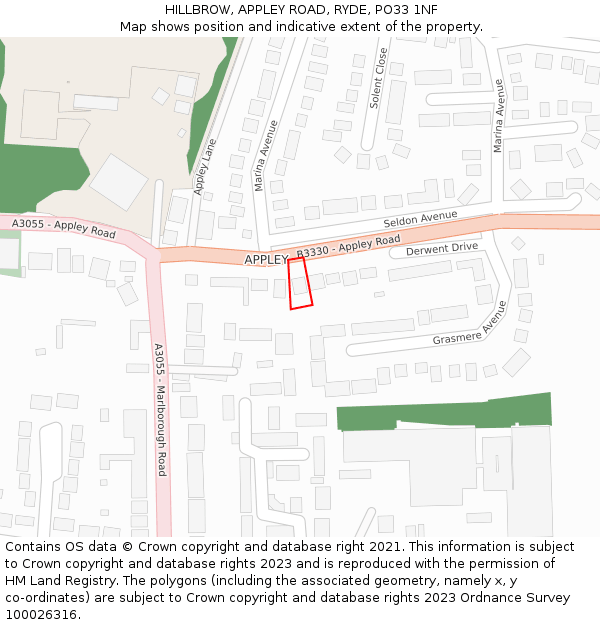 HILLBROW, APPLEY ROAD, RYDE, PO33 1NF: Location map and indicative extent of plot