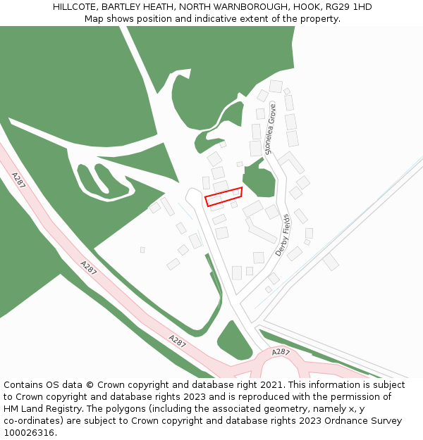 HILLCOTE, BARTLEY HEATH, NORTH WARNBOROUGH, HOOK, RG29 1HD: Location map and indicative extent of plot
