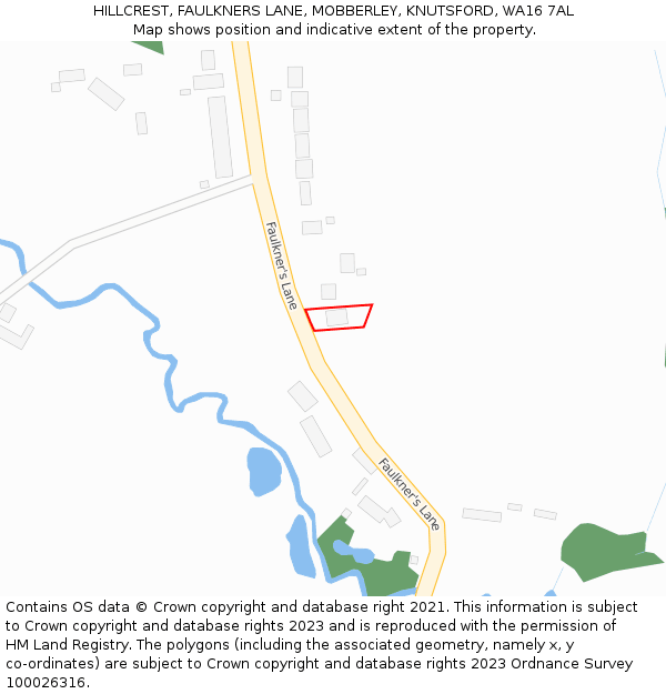 HILLCREST, FAULKNERS LANE, MOBBERLEY, KNUTSFORD, WA16 7AL: Location map and indicative extent of plot