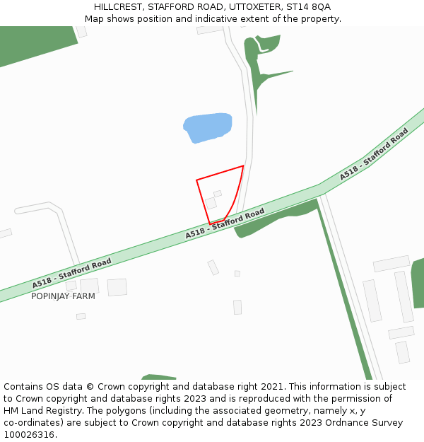 HILLCREST, STAFFORD ROAD, UTTOXETER, ST14 8QA: Location map and indicative extent of plot