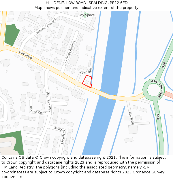 HILLDENE, LOW ROAD, SPALDING, PE12 6ED: Location map and indicative extent of plot