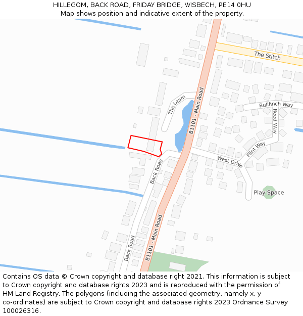 HILLEGOM, BACK ROAD, FRIDAY BRIDGE, WISBECH, PE14 0HU: Location map and indicative extent of plot