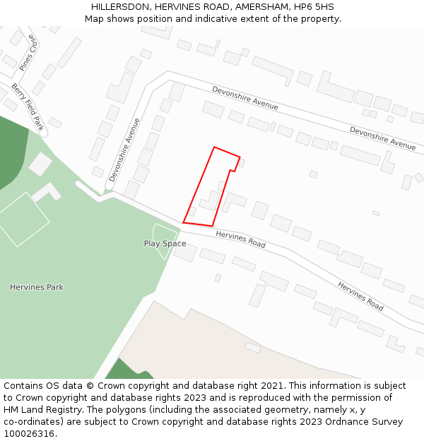 HILLERSDON, HERVINES ROAD, AMERSHAM, HP6 5HS: Location map and indicative extent of plot